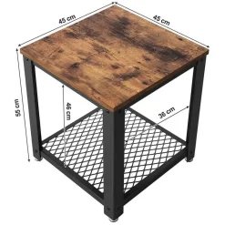 Merkloos Vierkante bijzettafel - 45x55x45 cm - vintage bruin