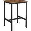 Bartafels-Vasagle Vierkante ontbijtbartafel met zwaar stalen frame, 60x60x90cm