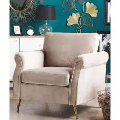 Fauteuils-Beliani VIETAS - Fauteuil - Beige - Fluweel
