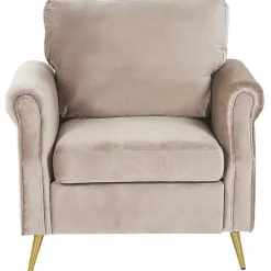 Fauteuils-Beliani VIETAS - Fauteuil - Beige - Fluweel