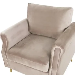 Fauteuils-Beliani VIETAS - Fauteuil - Beige - Fluweel