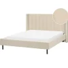 2-Persoons Bedden-Beliani VILETTE - Tweepersoonsbed - Beige - 160 x 200 cm - Bouclé