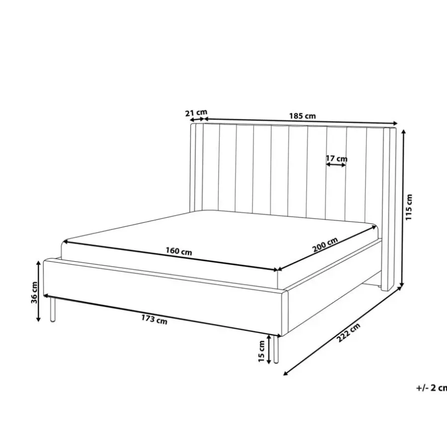 2-Persoons Bedden-Beliani VILETTE - Tweepersoonsbed - Beige - 160 x 200 cm - Bouclé
