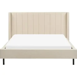 2-Persoons Bedden-Beliani VILETTE - Tweepersoonsbed - Beige - 160 x 200 cm - Bouclé