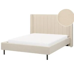 Twijfelaars-Beliani VILETTE - Tweepersoonsbed - Beige - 140 x 200 cm - Bouclé