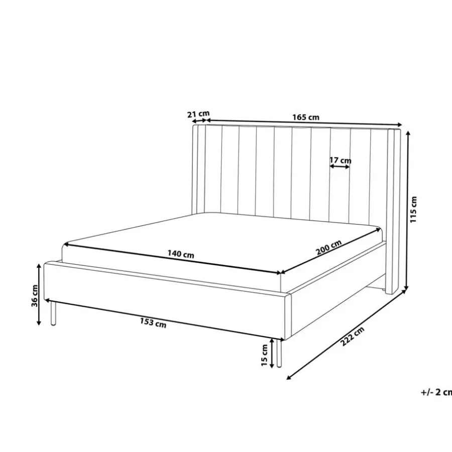 Twijfelaars-Beliani VILETTE - Tweepersoonsbed - Beige - 140 x 200 cm - Bouclé
