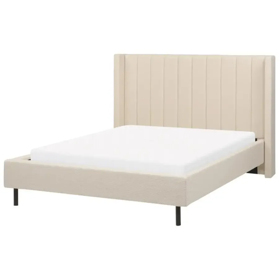 Twijfelaars-Beliani VILETTE - Tweepersoonsbed - Beige - 140 x 200 cm - Bouclé