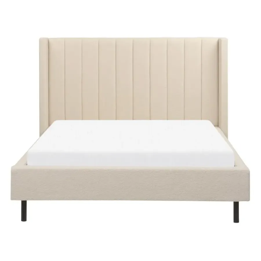 Twijfelaars-Beliani VILETTE - Tweepersoonsbed - Beige - 140 x 200 cm - Bouclé