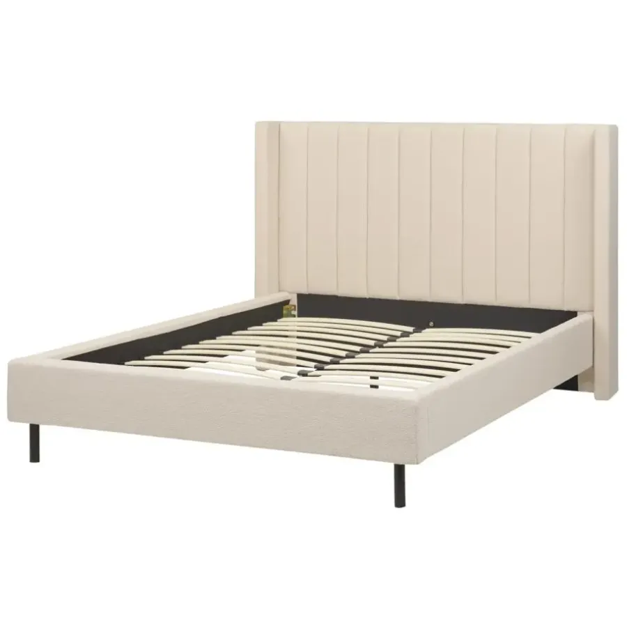 Twijfelaars-Beliani VILETTE - Tweepersoonsbed - Beige - 140 x 200 cm - Bouclé