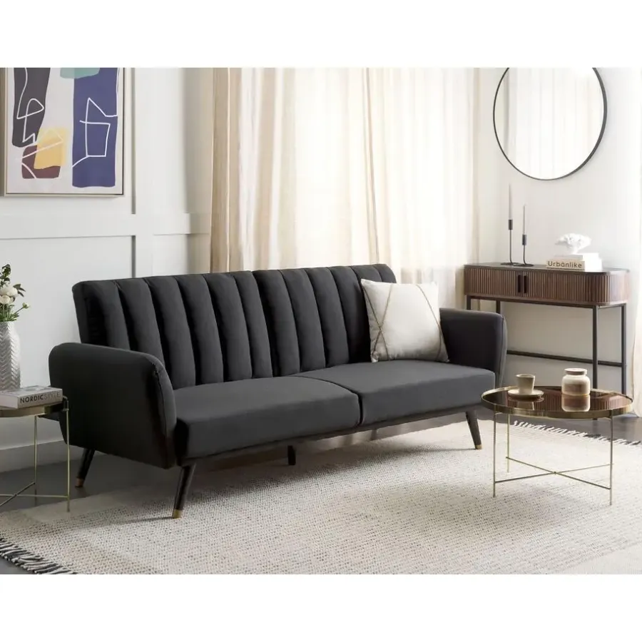 Beliani VIMMERBY - Slaapbank - Zwart - Polyester
