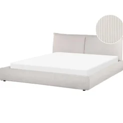 2-Persoons Bedden-Beliani VINAY - Tweepersoonsbed - Beige - 180 x 200 cm - Corduroy