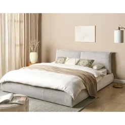 2-Persoons Bedden-Beliani VINAY - Tweepersoonsbed - Beige - 180 x 200 cm - Corduroy