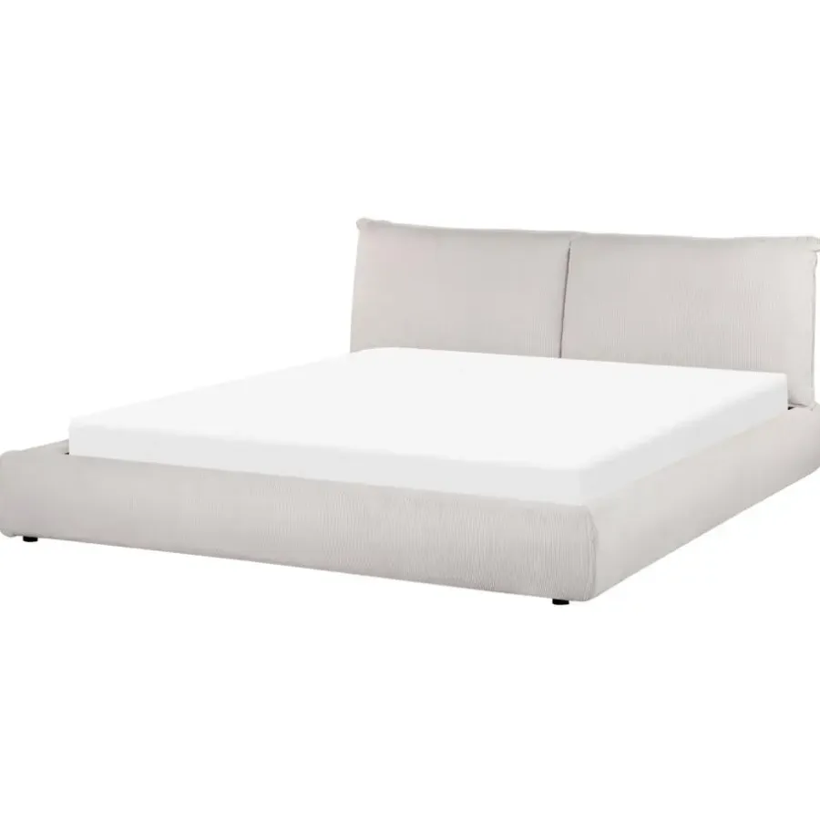 2-Persoons Bedden-Beliani VINAY - Tweepersoonsbed - Beige - 180 x 200 cm - Corduroy