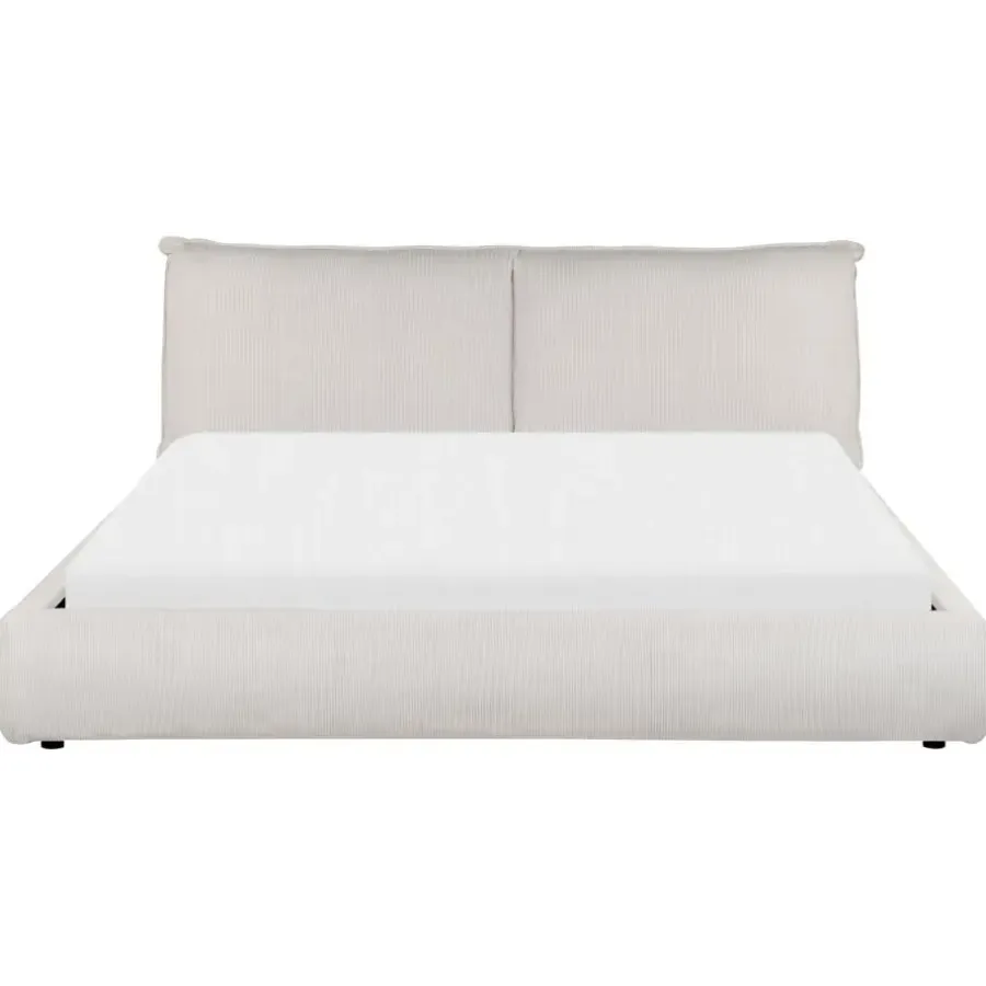 2-Persoons Bedden-Beliani VINAY - Tweepersoonsbed - Beige - 180 x 200 cm - Corduroy