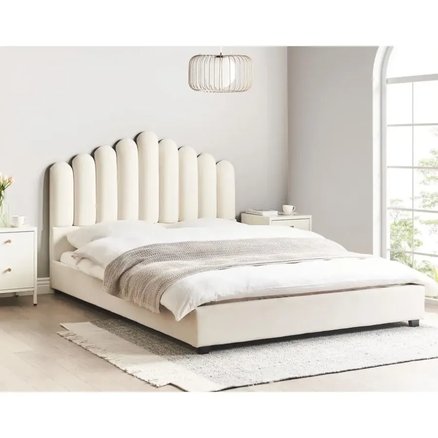 Beliani VINCENNES - Bed - Gebroken wit - 140 x 200 cm - Fluweel