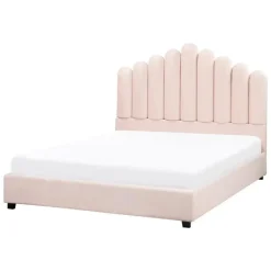 Twijfelaars-Beliani VINCENNES - Bed - Pastelroze - 140 x 200 cm - Fluweel