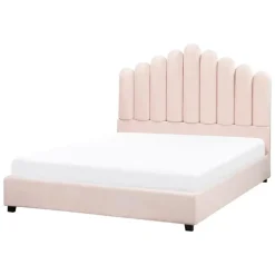 Twijfelaars-Beliani VINCENNES - Bed - Pastelroze - 140 x 200 cm - Fluweel