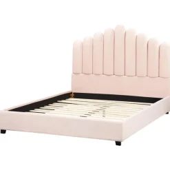 Twijfelaars-Beliani VINCENNES - Bed - Pastelroze - 140 x 200 cm - Fluweel