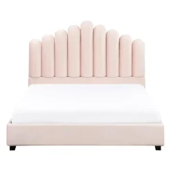 Twijfelaars-Beliani VINCENNES - Bed - Pastelroze - 140 x 200 cm - Fluweel