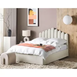 Beliani VINCENNES - Bed met opbergruimte - Wit - 140 x 200 cm - Fluweel