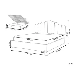 Beliani VINCENNES - Bed met opbergruimte - Wit - 140 x 200 cm - Fluweel