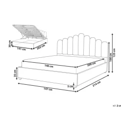Beliani VINCENNES - Bed met opbergruimte - Wit - 140 x 200 cm - Fluweel
