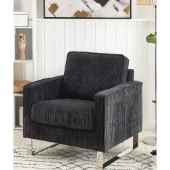 Beliani VIND - Fauteuil - Zwart - Corduroy