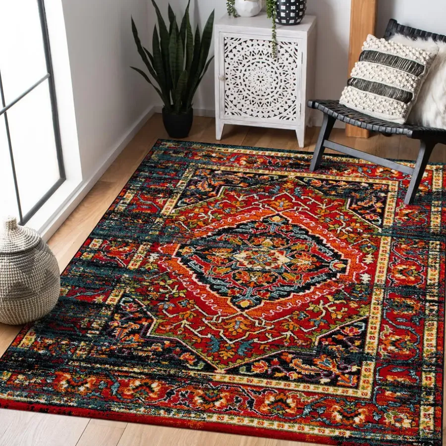 Muratap Vintage Marrakech Vloerkleed Zwart / Multi Laagpolig - 160x230 CM