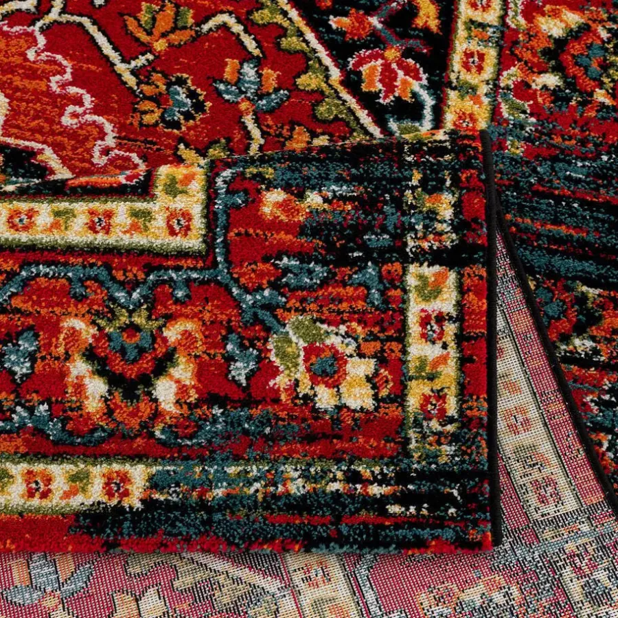 Muratap Vintage Marrakech Vloerkleed Zwart / Multi Laagpolig - 160x230 CM