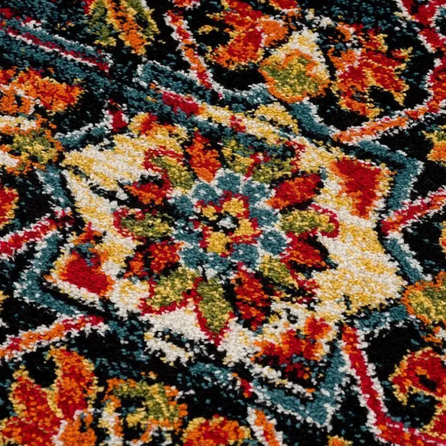 Muratap Vintage Marrakech Vloerkleed Zwart / Multi Laagpolig - 160x230 CM