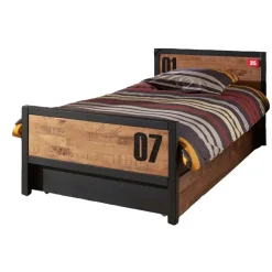1-Persoons Bedden-Vipack bed Alex met rolbed/opberglade en nachtkastje - bruin/zwart - 90x200 cm