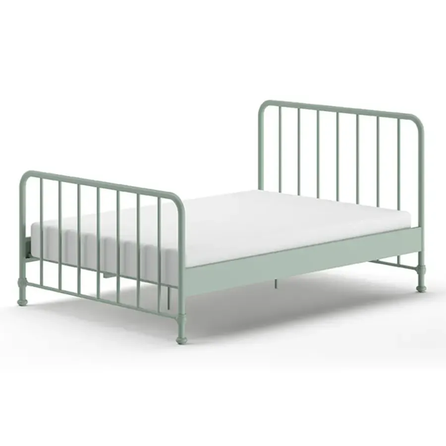 2-Persoons Bedden-Vipack bed Bronxx - olijfgroen - 140x200 cm