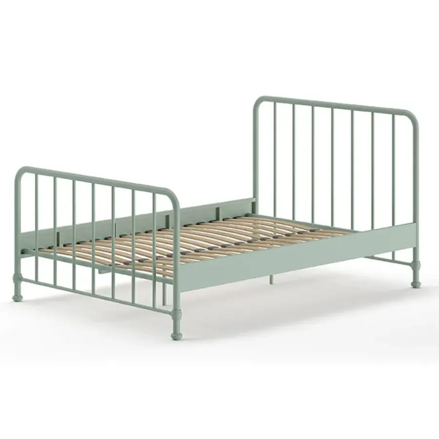 2-Persoons Bedden-Vipack bed Bronxx - olijfgroen - 140x200 cm