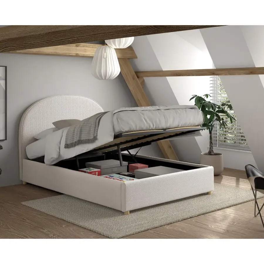 2-Persoons Bedden|Twijfelaars-Vipack bed Moon met opbergruimte - wit - 140x200 cm