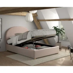 2-Persoons Bedden|Twijfelaars-Vipack bed Moon met opbergruimte - roze - 140x200 cm