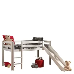 Kinderbedden-Vipack halfhoogslaper Pino met glijbaan - wit - 90x200 cm