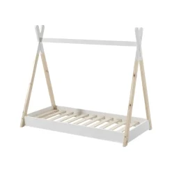 Vipack peuterbed tipi wit/hout - 70x140 cm