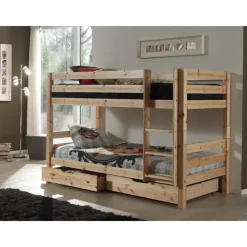 Kinderbedden-Vipack stapelbed Pino met opberglades - grenenhout - 140x103x208 cm
