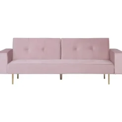 Beliani VISNES - Slaapbank 3-zits - Roze - Fluweel
