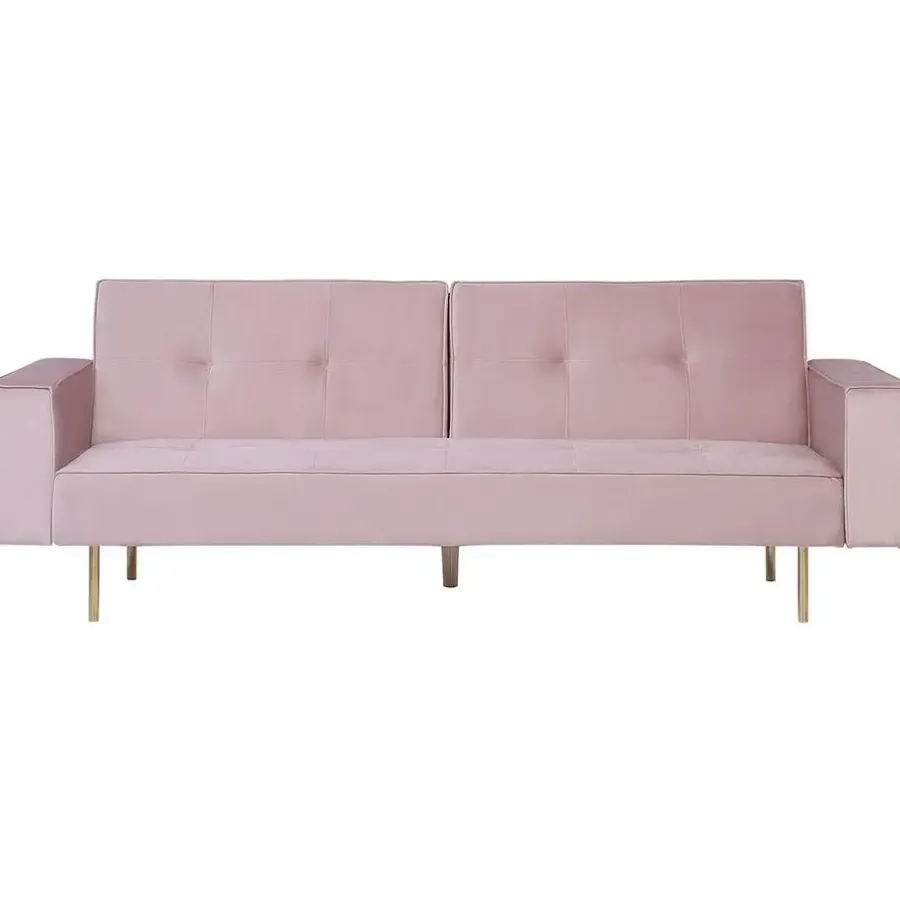 Beliani VISNES - Slaapbank 3-zits - Roze - Fluweel