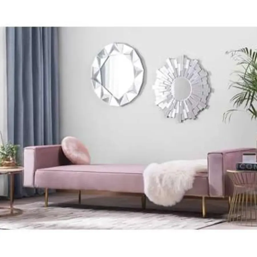 Beliani VISNES - Slaapbank 3-zits - Roze - Fluweel