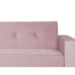 Beliani VISNES - Slaapbank 3-zits - Roze - Fluweel