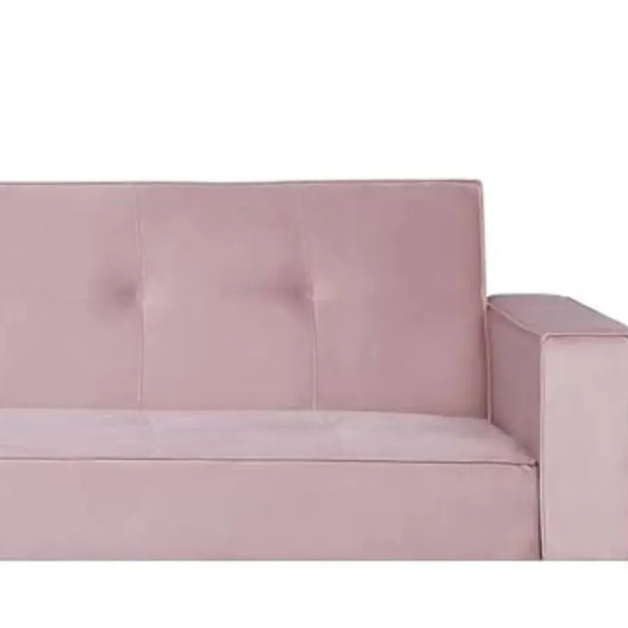 Beliani VISNES - Slaapbank 3-zits - Roze - Fluweel