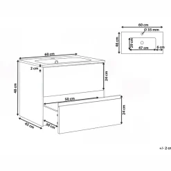 Wastafelkasten-Leen Bakker VITA - Wandgemonteerd meubel met wasbak - Lichtbruin - MDF