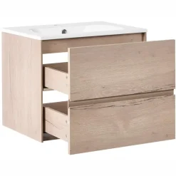 Wastafelkasten-Leen Bakker VITA - Wandgemonteerd meubel met wasbak - Lichtbruin - MDF