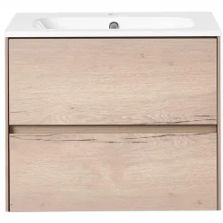 Wastafelkasten-Leen Bakker VITA - Wandgemonteerd meubel met wasbak - Lichtbruin - MDF