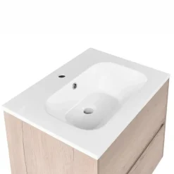 Wastafelkasten-Leen Bakker VITA - Wandgemonteerd meubel met wasbak - Lichtbruin - MDF