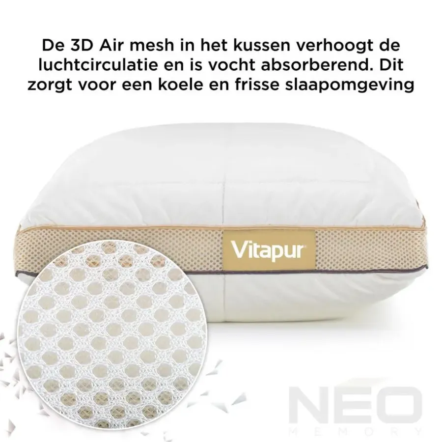 Hoofdkussens-Vitapur Kinderkussen - Traagschuim vulling - 40x60 cm