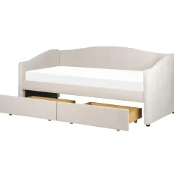 1-Persoons Bedden-Beliani VITTEL - Bed met opberger - Beige - Polyester