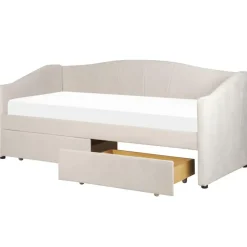 1-Persoons Bedden-Beliani VITTEL - Bed met opberger - Beige - Polyester